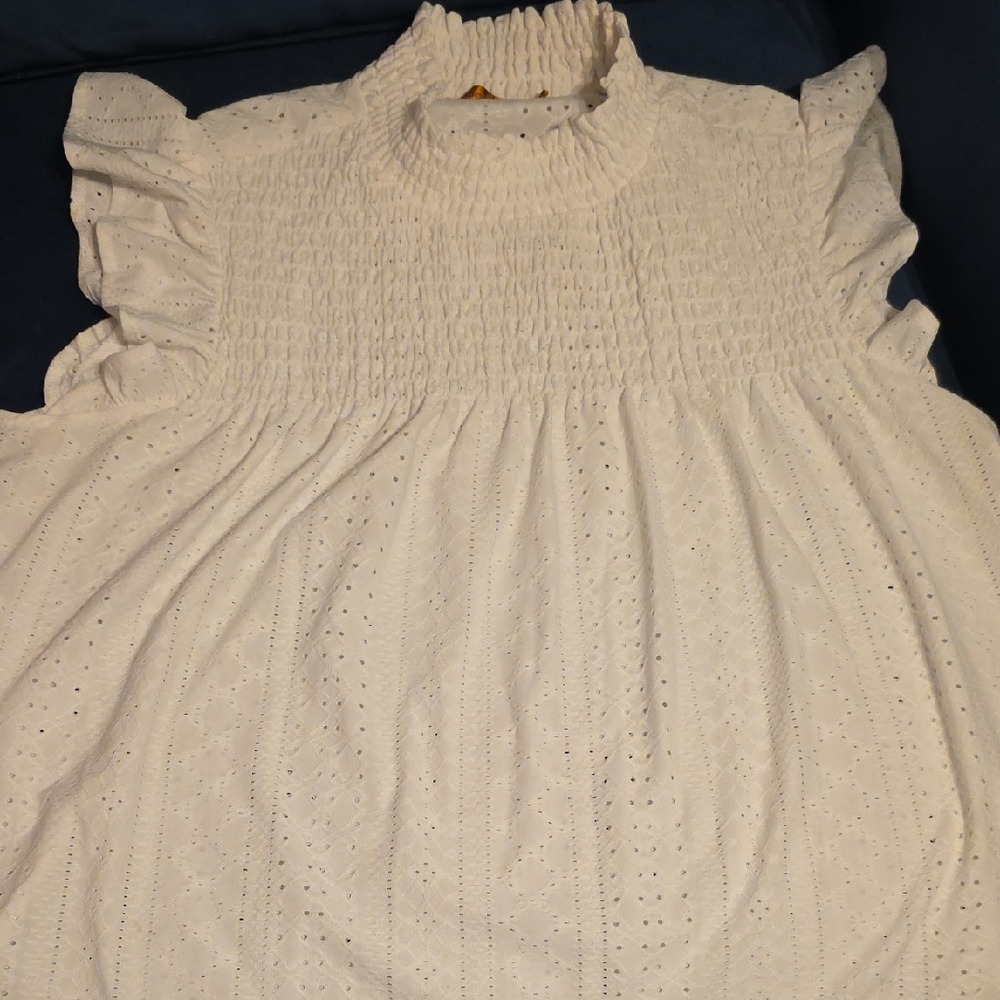 Belldini Cream Ruffled Blouse